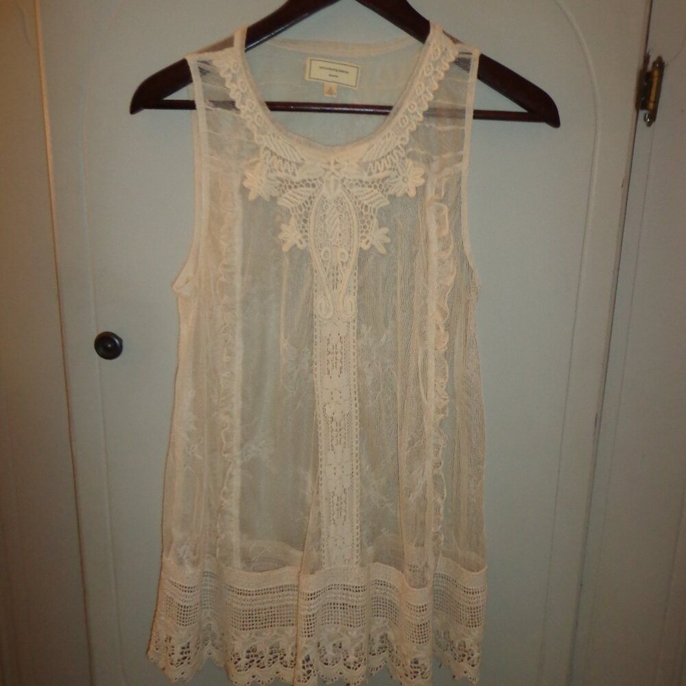 Anthropologie Moulinette Soeurs Lace Tunic 2 Sleeveless Embellishing Scoop Neck